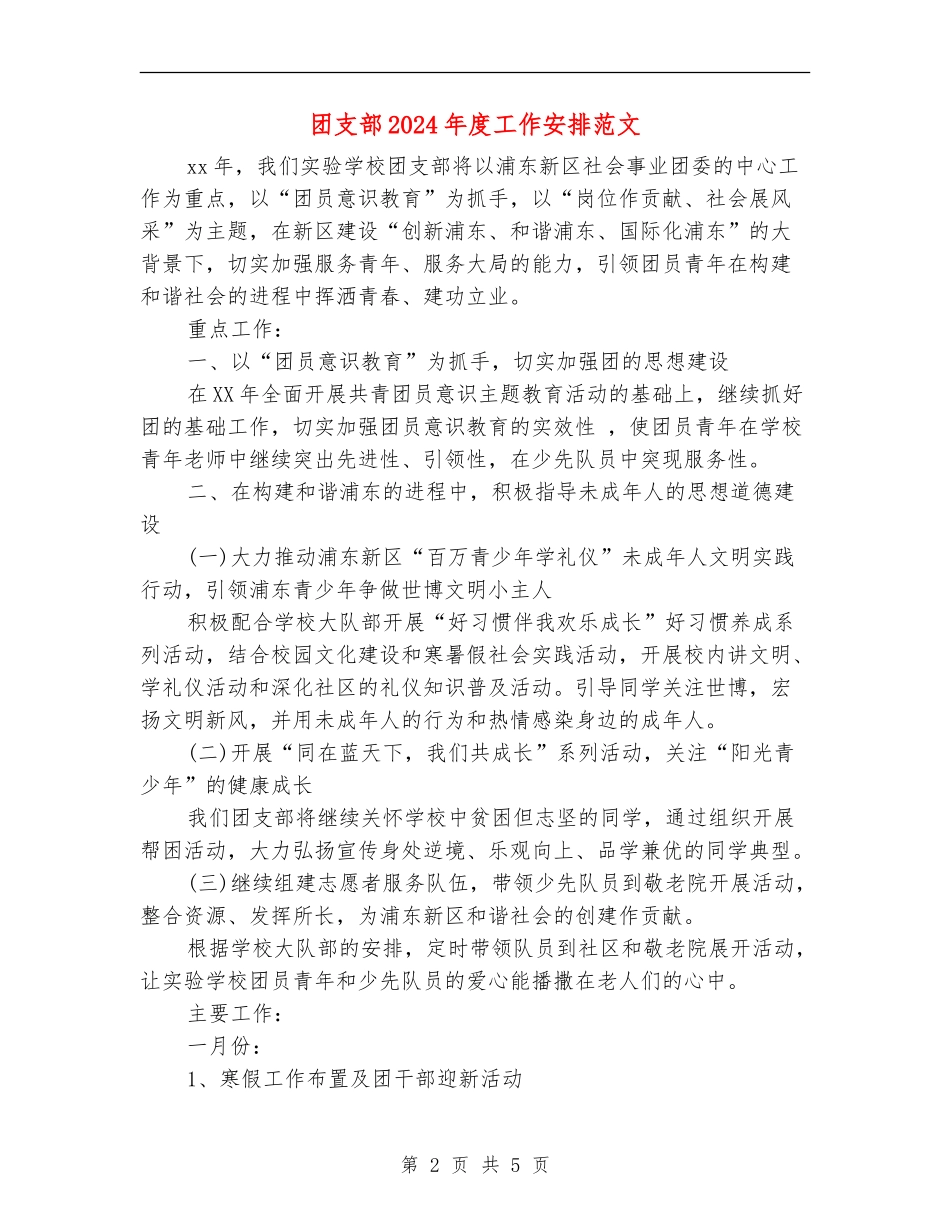 团支部2024年度工作安排范文_第2页