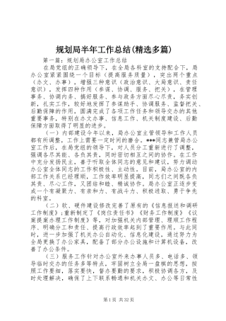 规划局半年工作总结(精选多篇)