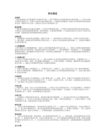 生产制造企业岗位说明