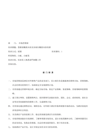 营销部职责内容与各岗职责内容