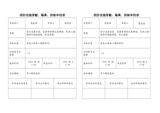 消防设施屏蔽、隔离、拆除审批表