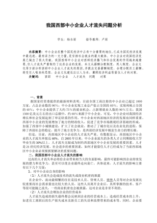 我国西部中小企业人才流失的分析