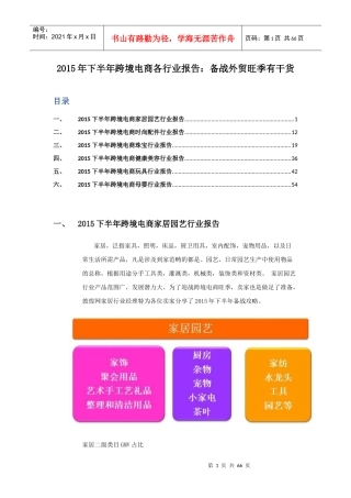 跨境电商各行业报告(DOCX 61页)