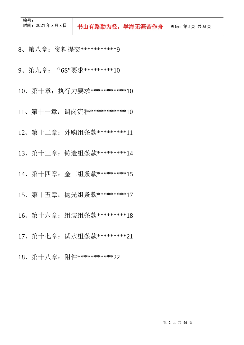 辉煌水暖集团有限公司集团品保部品检科工作手册_第2页