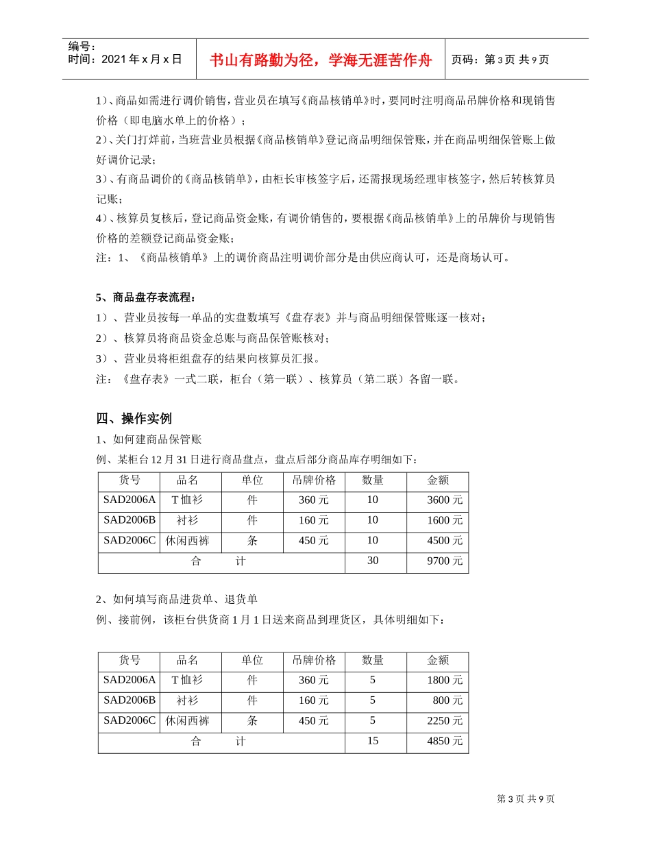 超市连锁百货商场联营专柜商品单品管理操作管理(DOC10页)_第3页