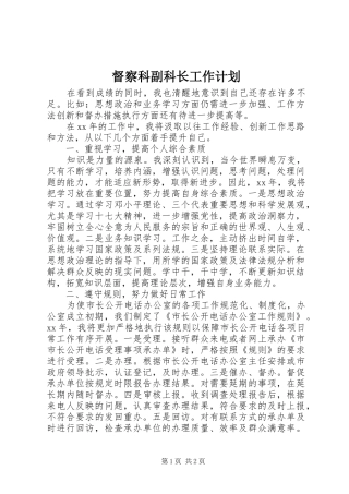 督察科副科长工作计划