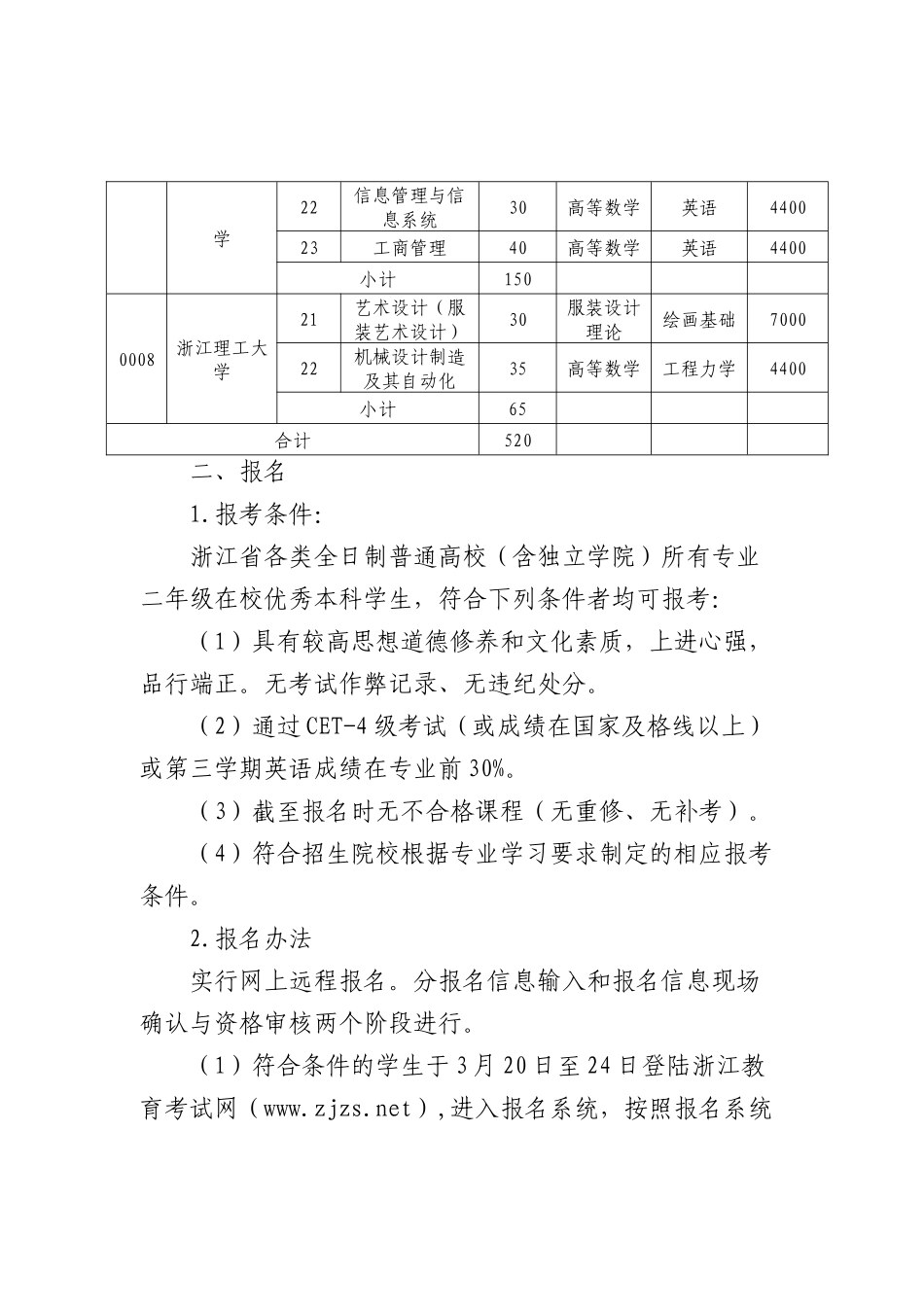 浙江省XXXX年选拔优秀本科生转入部分高校重点专业学习工作实_第2页
