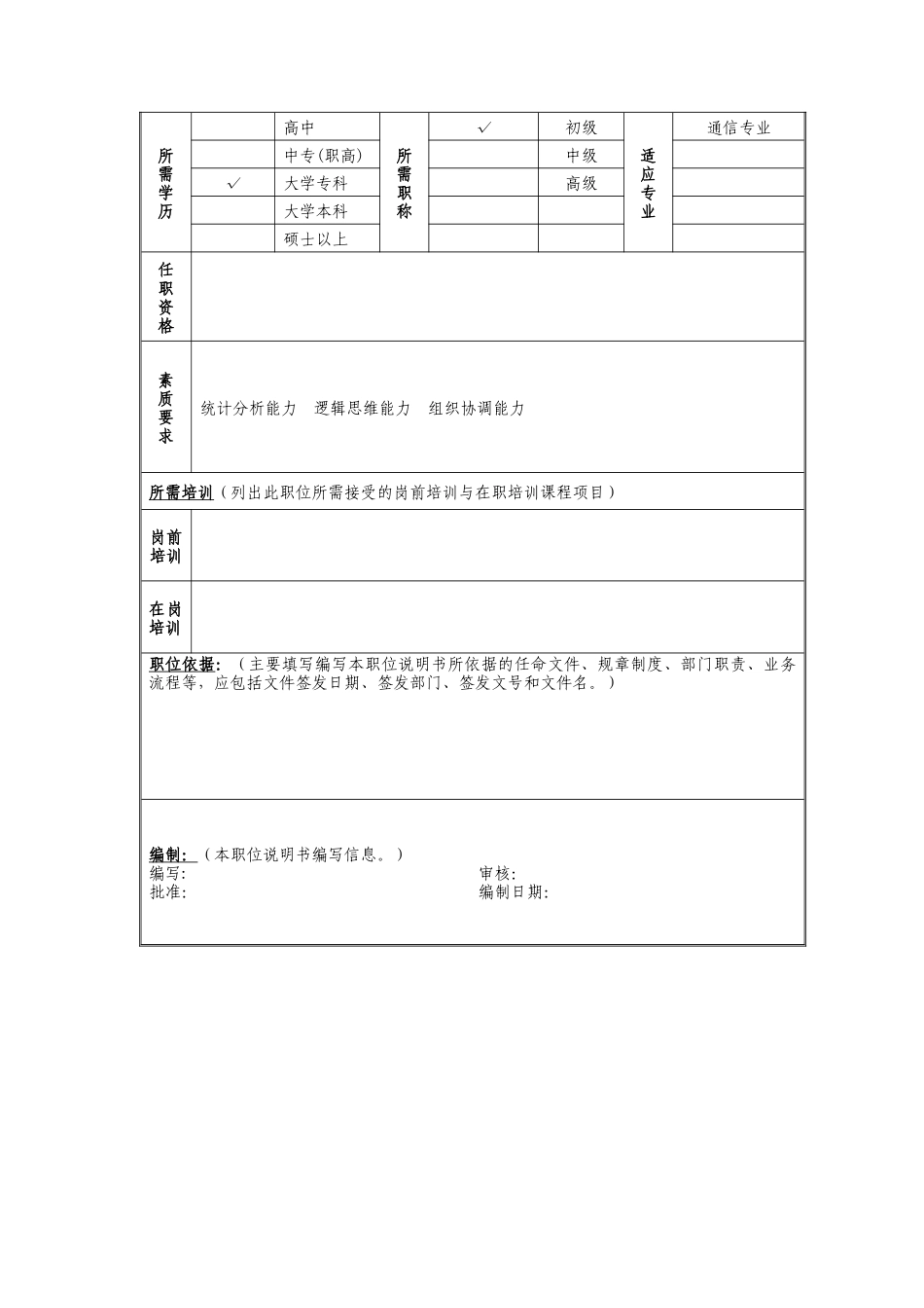网间结算管理岗位说明书_第2页