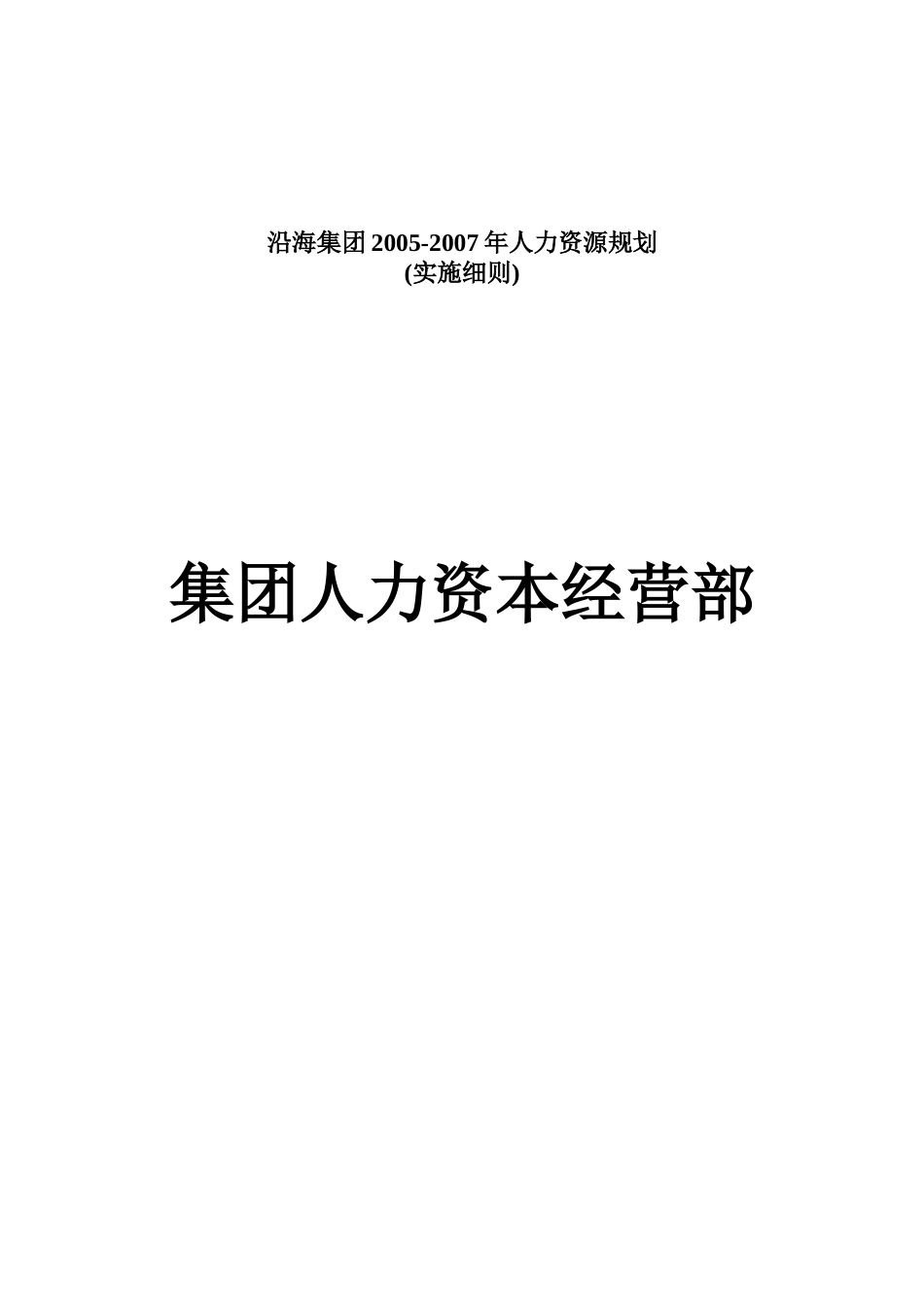 沿海集团某某年人力资源规划_第1页
