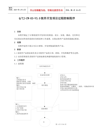 软件开发项目过程控制程序