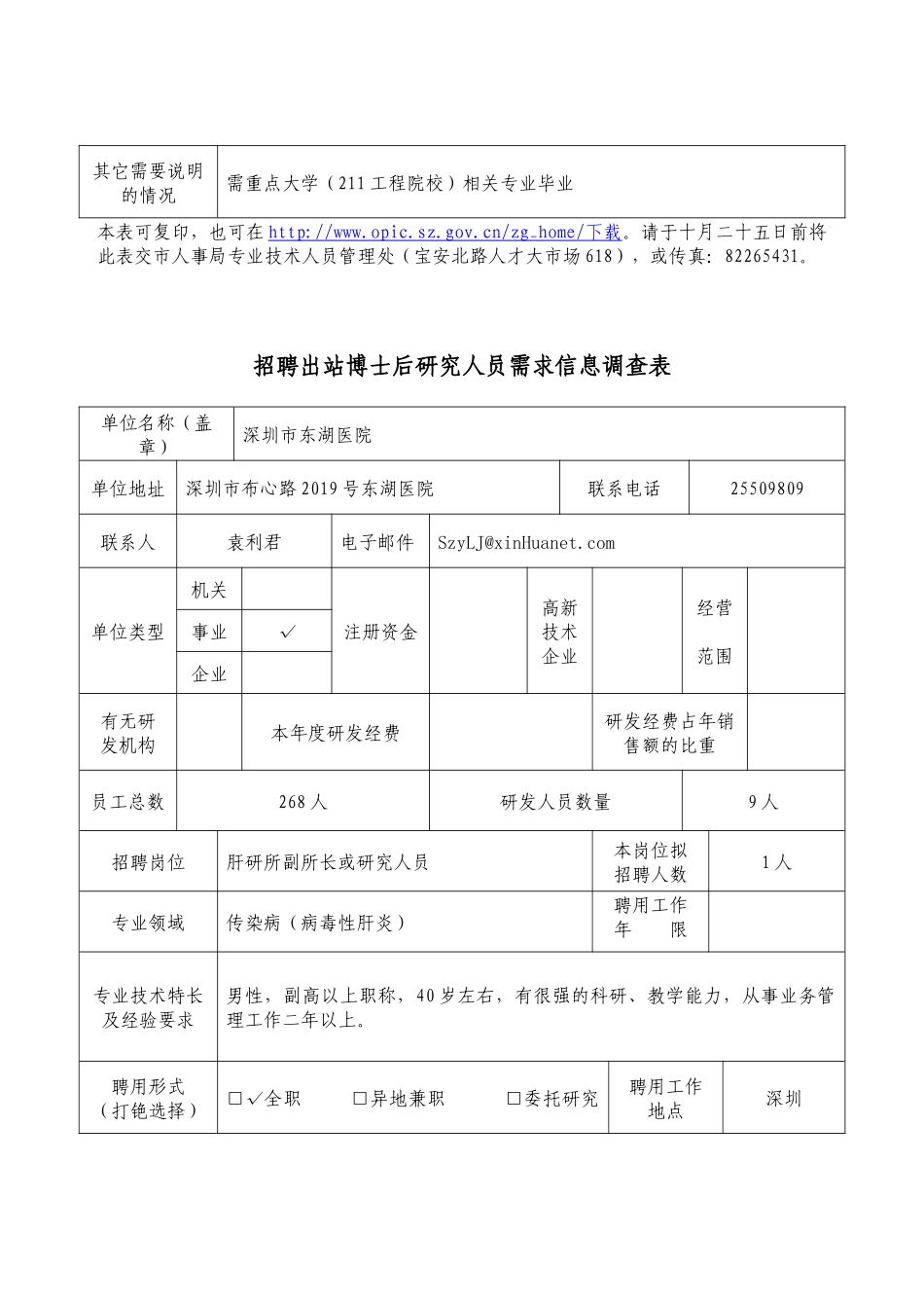 招聘出站博士后研究人员需求信息调查表_第3页
