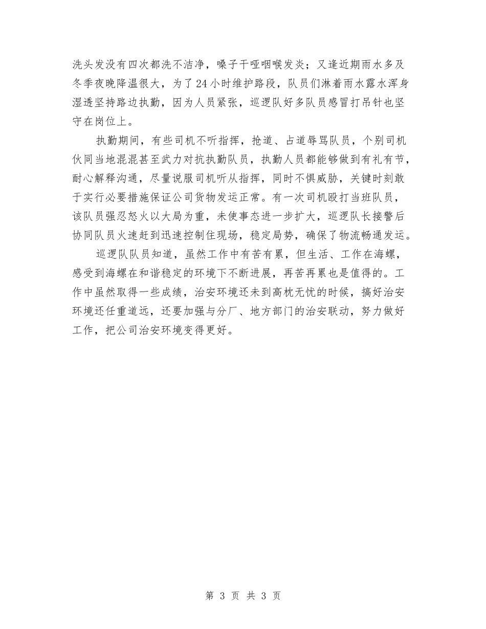 保卫巡逻队伍事迹报告_第3页