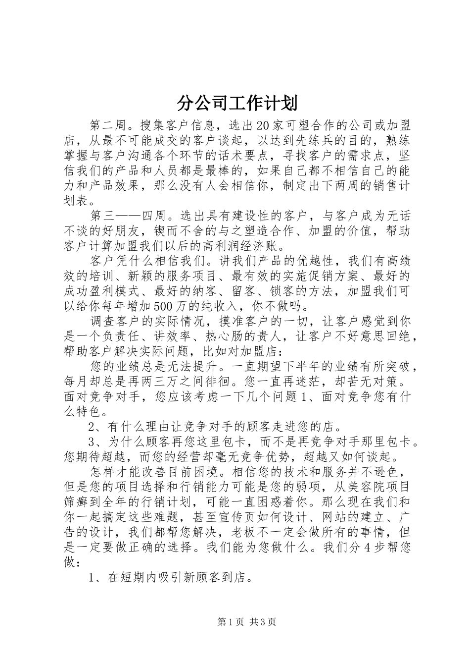 分公司工作计划_第1页