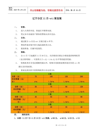 辽宁分区11月-sti策划案