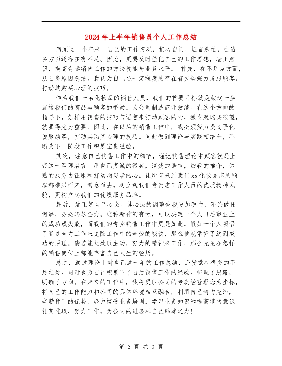 2024年上半年销售员个人工作总结_第2页