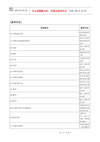 辽宁工程技术大学XXXX年硕士研究生招生参考书目