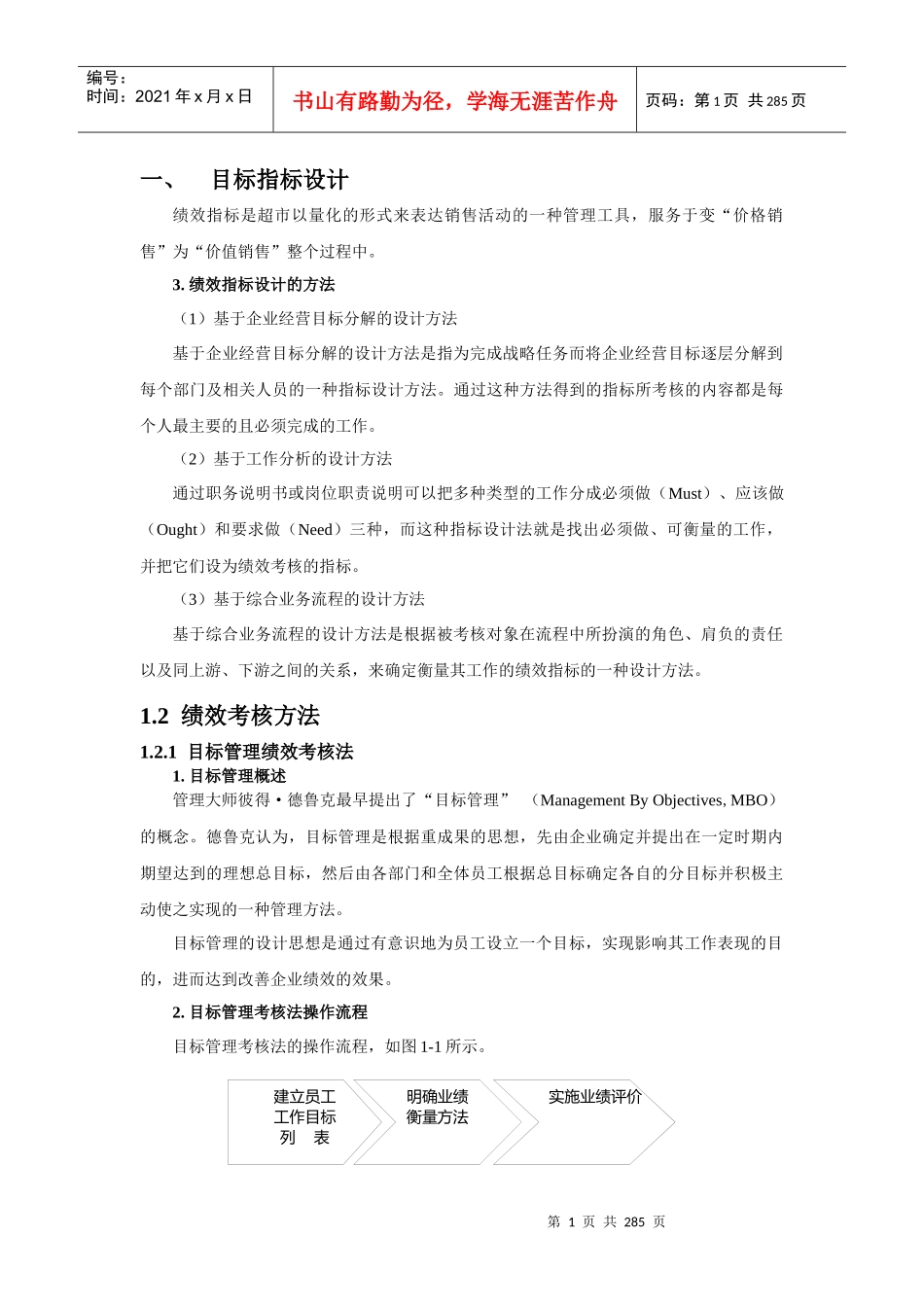 超市目标管理与绩效考核管理方案_第1页