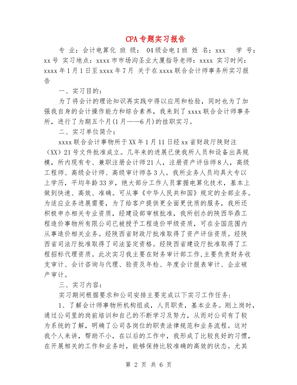 CPA专题实习报告_第2页