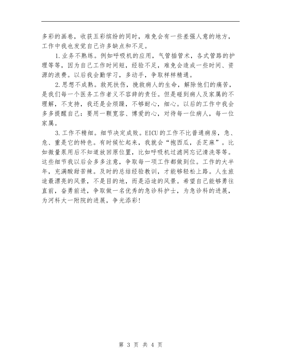 急诊科护士年度个人工作总结2024年_第3页