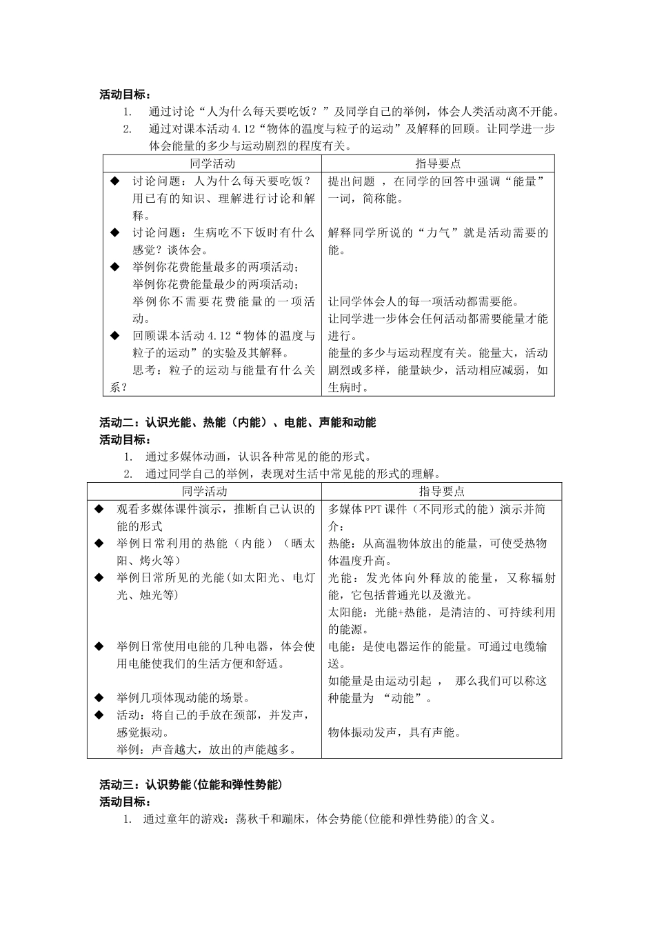 2024-2024年牛津上海版科学六下《能及能的形式》word教学参考_第2页