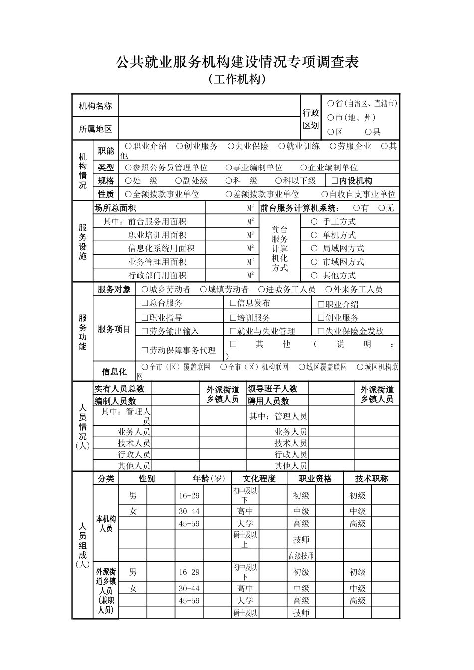 公共就业服务机构建设情况专项调查表_第3页