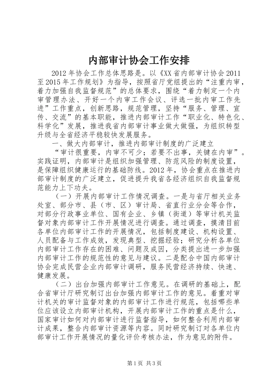 内部审计协会工作安排_第1页