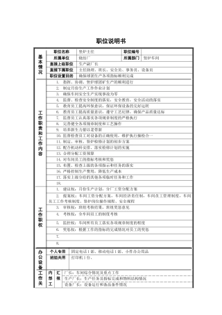 烧结厂主任岗位说明书