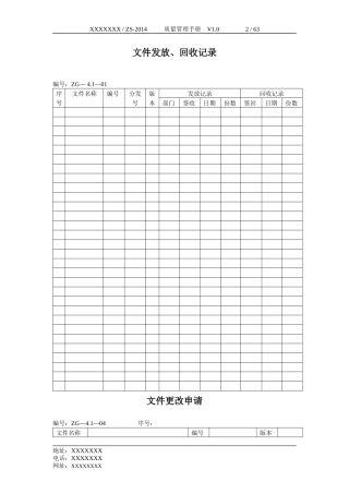 质量管理手册表格-XXXX