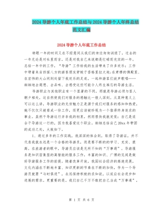 2024导游个人年底工作总结与2024导游个人年终总结范文汇编