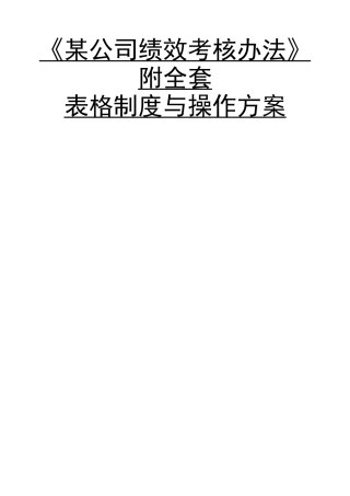 某某公司绩效考核办法内含表格制度
