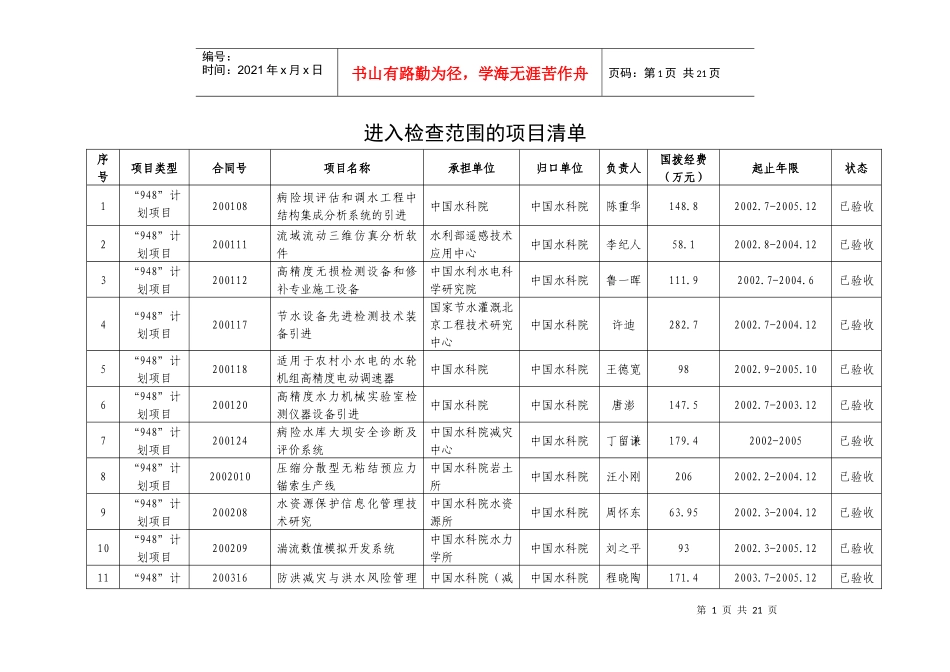 进入检查范围的项目清单_第1页