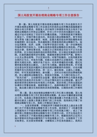 国土局股室开展治理商业贿赂专项工作自查报告