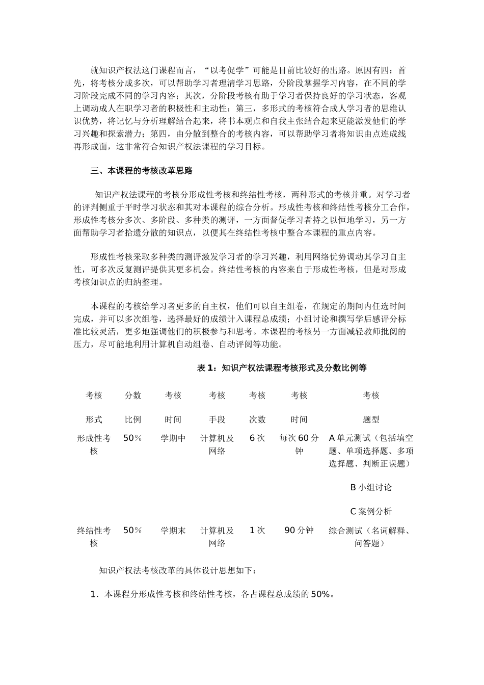 知识产权法基于网络考核试点课程考核方案_第2页