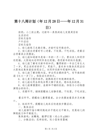 第十八周计划（年12月28日——年12月31日）