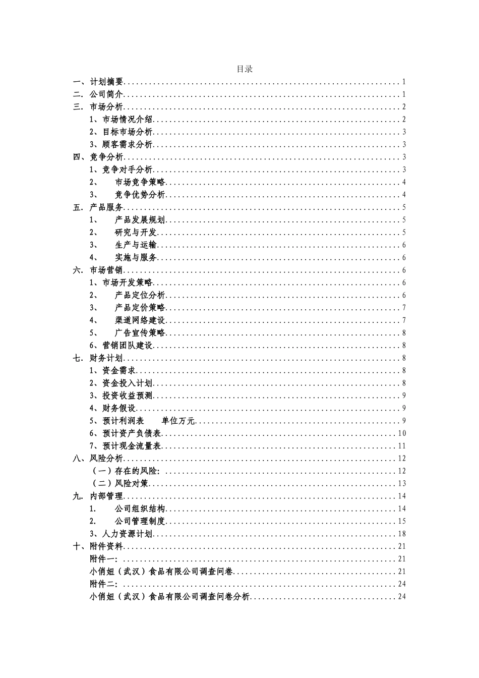 最新小俏妞食品有限公司创业计划书(27页)_第1页