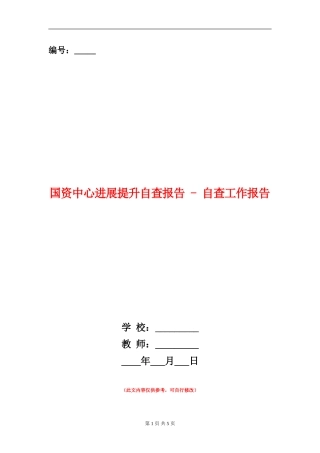 国资中心发展提升自查报告---自查工作报告