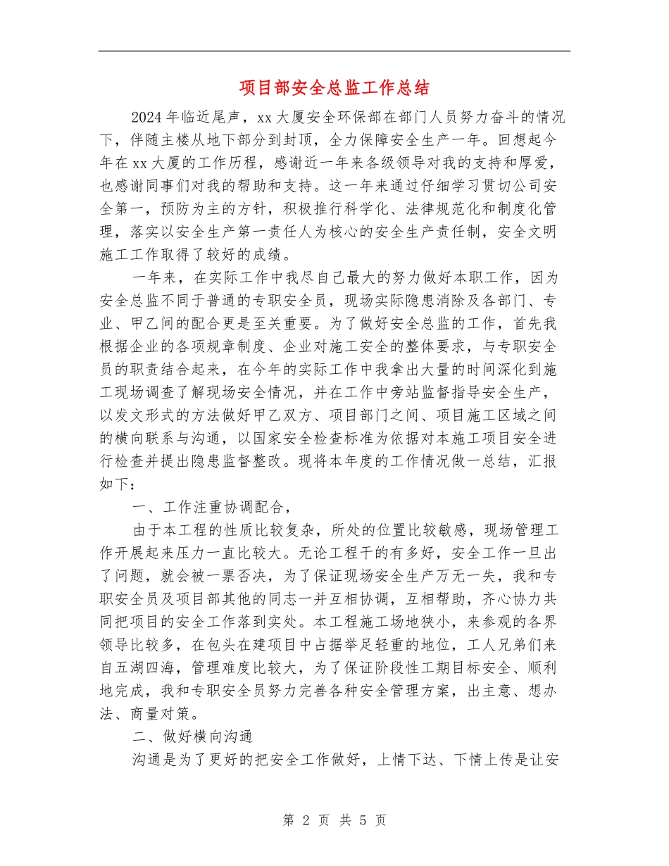 项目部安全总监工作总结_第2页