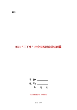 2024“三下乡”社会实践活动总结两篇