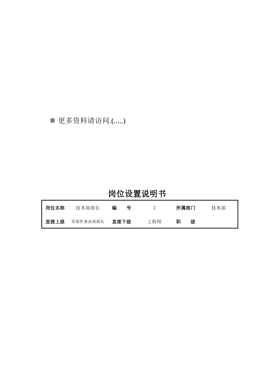 某企业岗位设置说明书_第1页