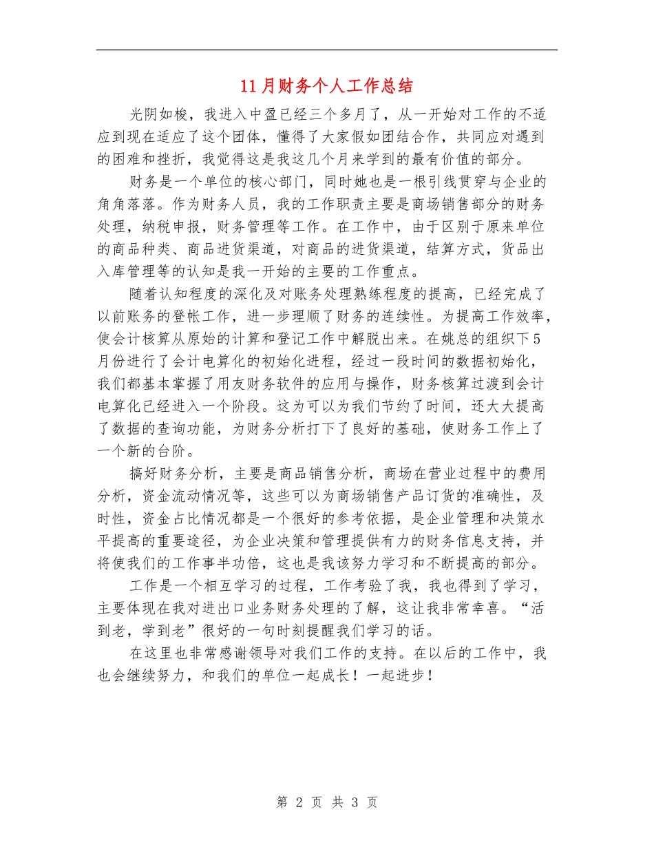 11月财务个人工作总结_第2页