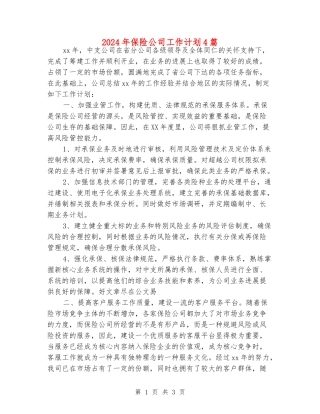 2024年保险公司工作计划4篇