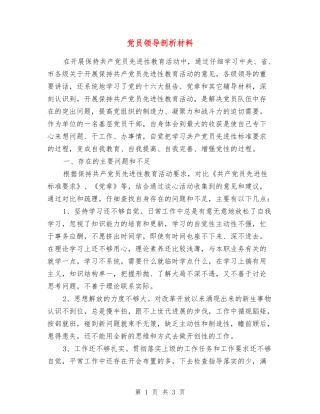 党员领导剖析材料