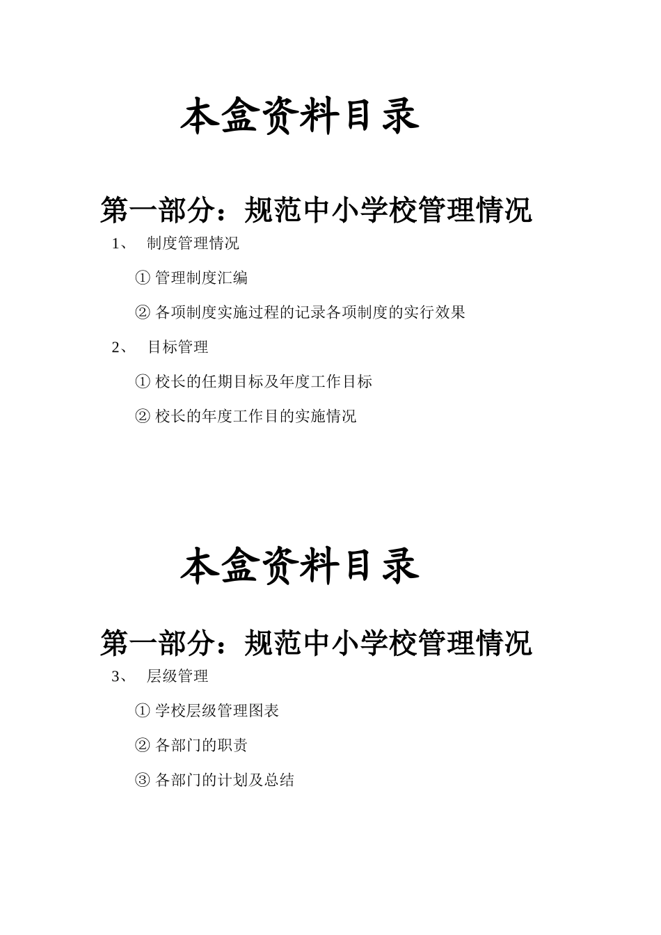 校长考核资料本盒资料目录_第1页