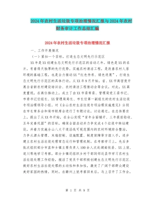 2024年农村生活垃圾专项治理情况汇报与2024年农村财务审计工作总结汇编