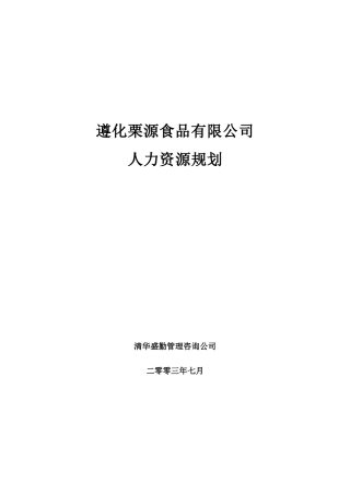 遵化栗源食品有限公司 人力资源规划（ 19页）