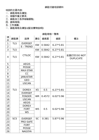 锁匙培训资料-新