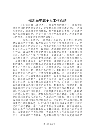 规划局年底个人工作总结