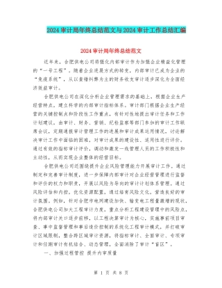 2024审计局年终总结范文与2024审计工作总结汇编