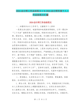 2024会计师工作总结范文2与2024会计师年度个人工作总结范文汇编