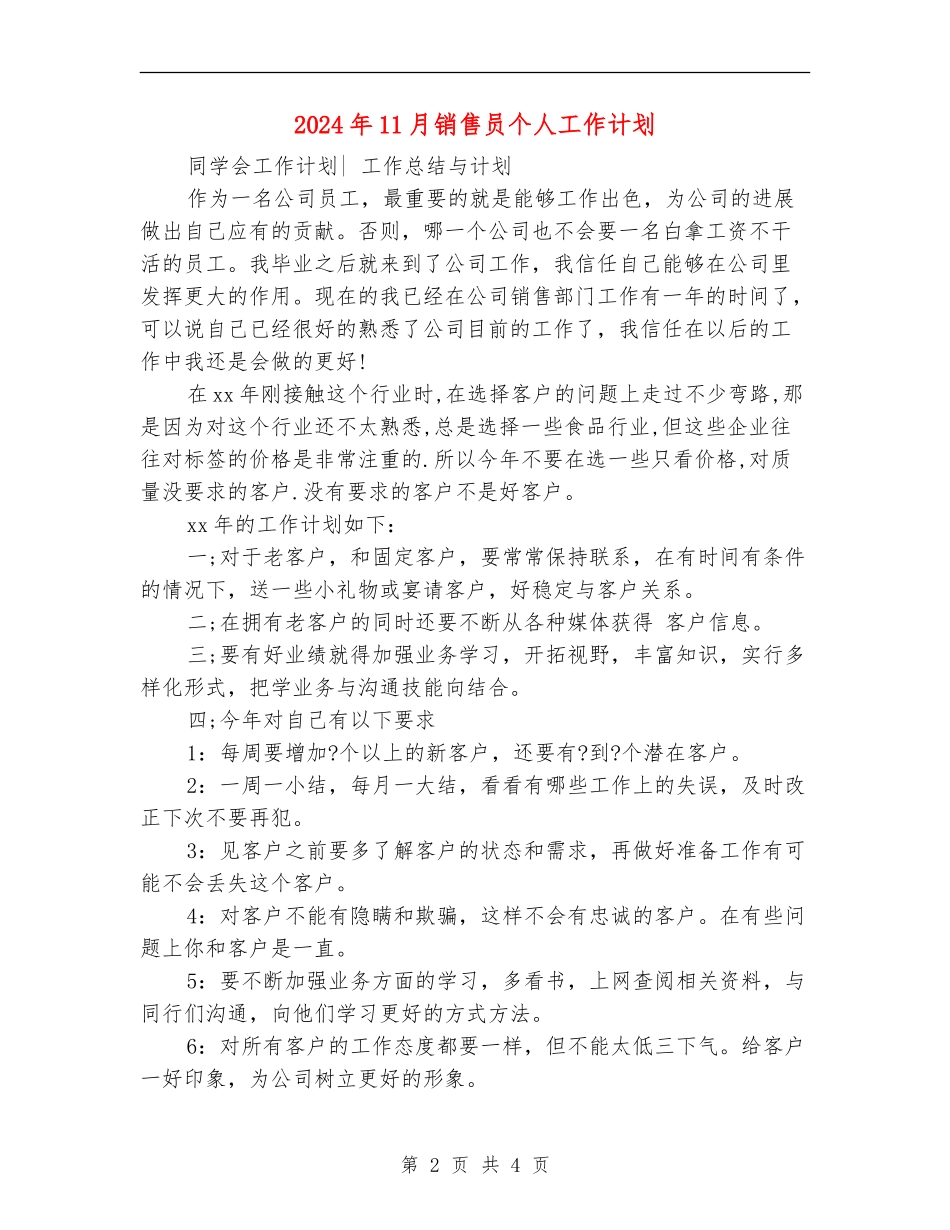 2024年11月销售员个人工作计划_第2页